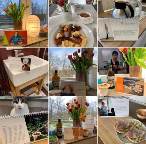 Wochenbild mit Frühstücksfoto und dem Kalender am Montag auf dem Hotelwaschbecken EGznPUQh.jpg-medium