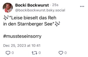 Bocki Bockwurst: Leise bieselt das Reh in den Starnberger See.
